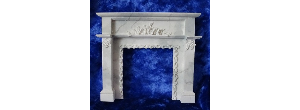 dollshouse miniature marble effect resin fireplace 5